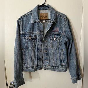 Amazing vintage gap jean jacket with jeweled flag
